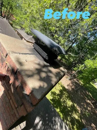 Failing chimney cap before replacement