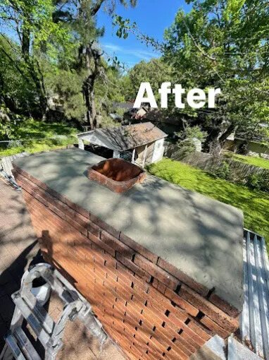 Rebuilt chimney crown after repair by Chimney Works