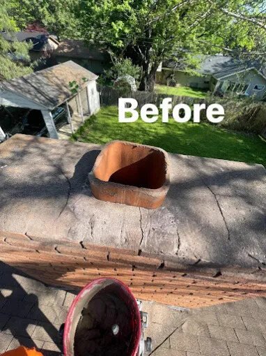 Damaged chimney crown before repair