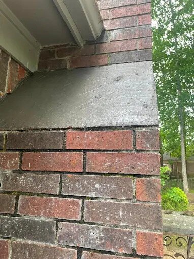 Brick corner masonry repair on a chimney