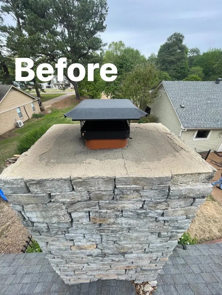 Stone chimney before restoration