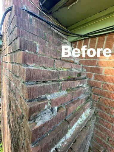 Crumbling mortar joints before tuckpointing